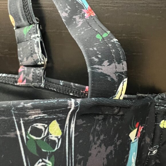 Collectif Black Retro 50s Cocktail Pinup Menu Balcony Underwire Bikini Top 16 XL - Picture 4 of 10